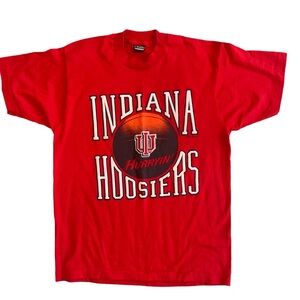 Vintage 1987 Indiana Hurryin’ Hoosiers Basketball Red Tee Size Large